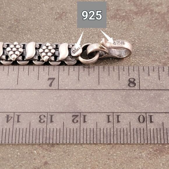 Sterling Artisan Diamond Bead Dots Link Bracelet - Picture 7 of 7